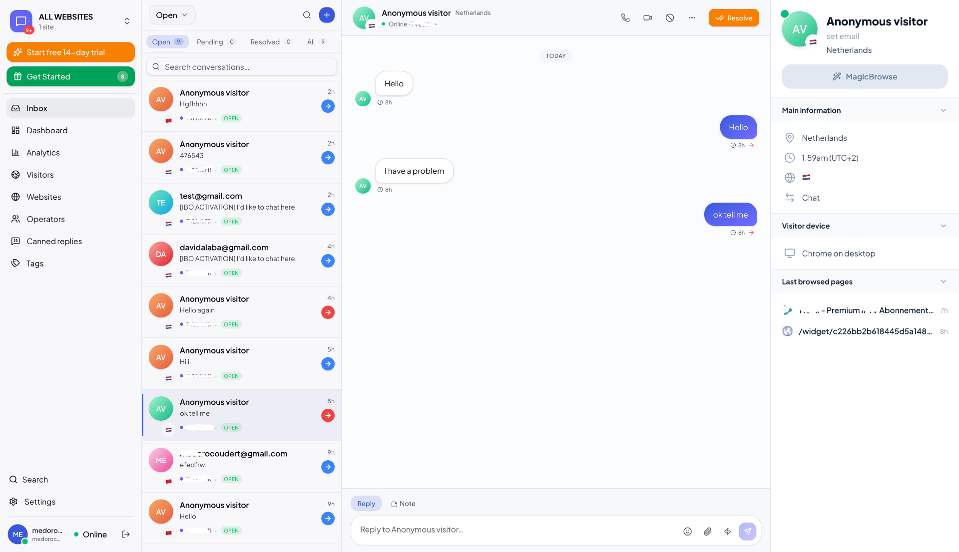 LUXCHAT inbox preview